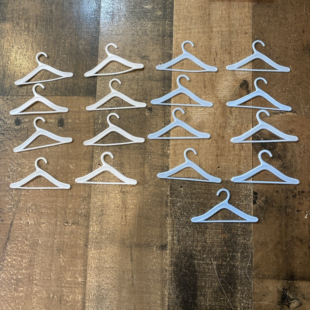 Lot of 17 Vintage Mattel Barbie Doll White & Blue Hangers 1980s Fits 11.5 Dolls